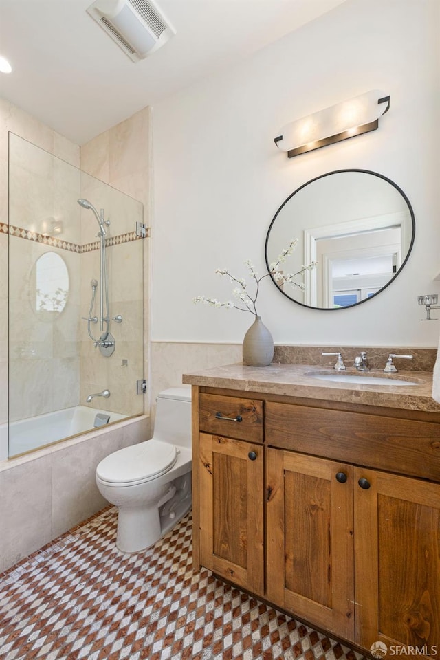 803 Vermont St, San Francisco, CA 94107 - full bath with tiled shower / bath, tile patterned floors, and vanity