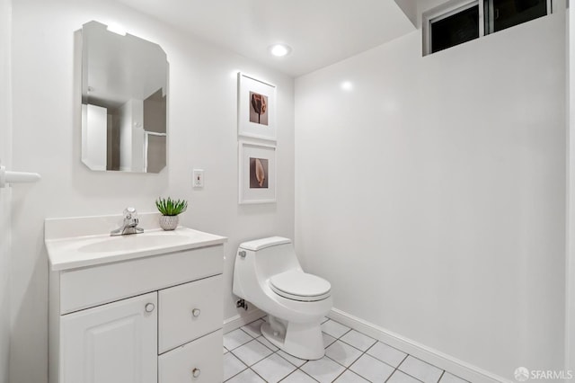 2421 Quintara St, San Francisco, CA 94116 - half bathroom featuring vanity and tile patterned flooring