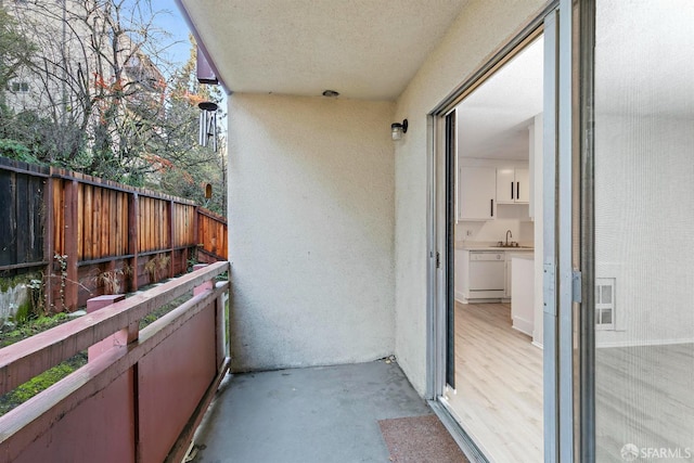 balcony with a sink