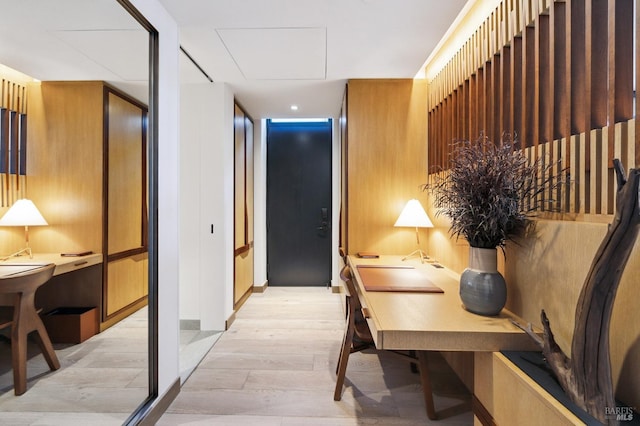home office featuring light wood-type flooring