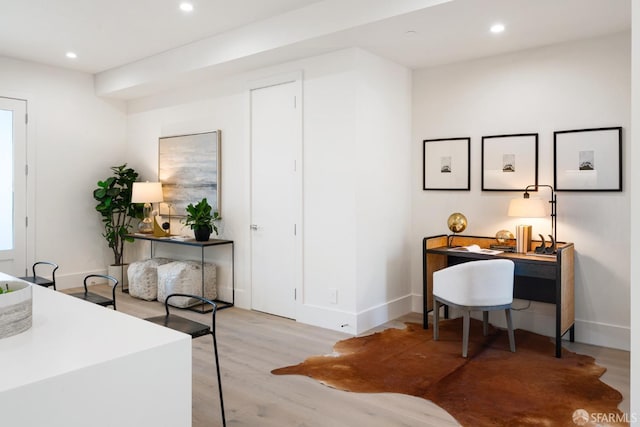 home office featuring light wood-type flooring