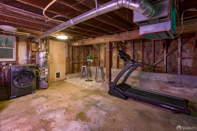 276 Bemis St, San Francisco, CA 94131 - unfinished below grade area with water heater and separate washer and dryer