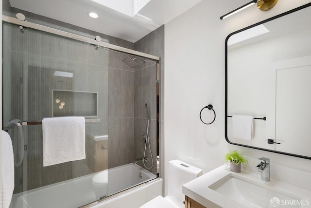 69 Lobos St, San Francisco, CA 94112 - full bath with vanity, combined bath / shower with glass door, and recessed lighting