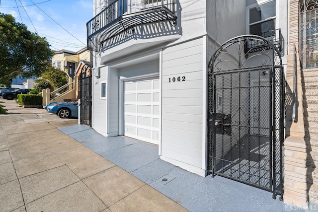 view of garage