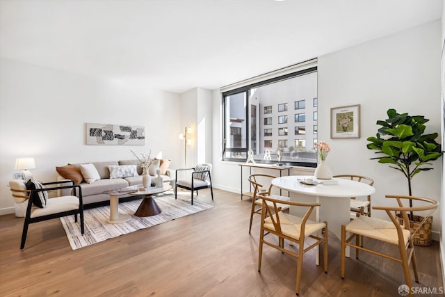 living room with light hardwood / wood-style flooring