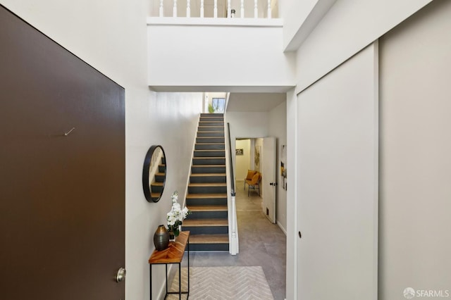 112 S Lake Merced Hls, San Francisco, CA 94132 - hallway with stairs and carpet floors