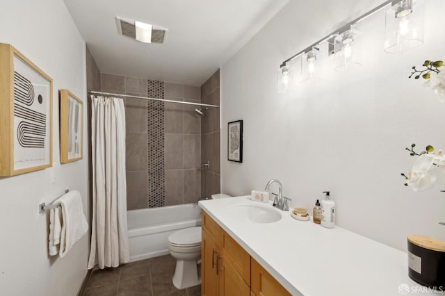 112 S Lake Merced Hls, San Francisco, CA 94132 - bathroom with toilet, shower / bath combination with curtain, vanity, and tile patterned floors