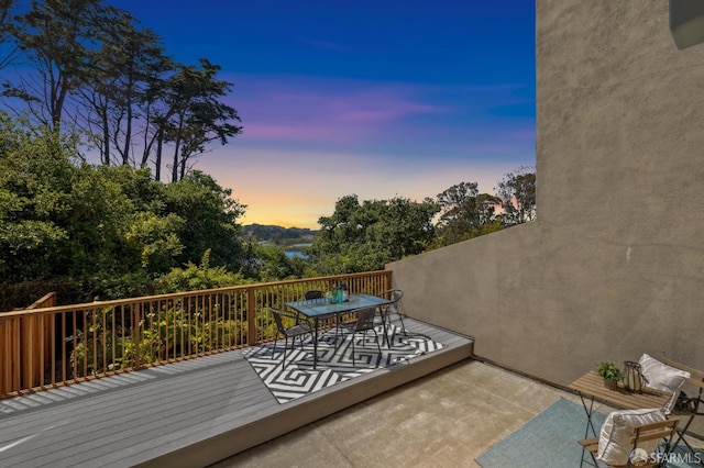 112 S Lake Merced Hls, San Francisco, CA 94132 - balcony at dusk featuring outdoor dining space