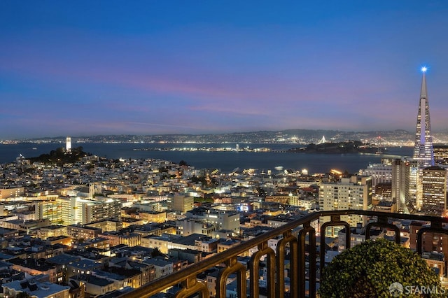 property's view of city featuring a water view