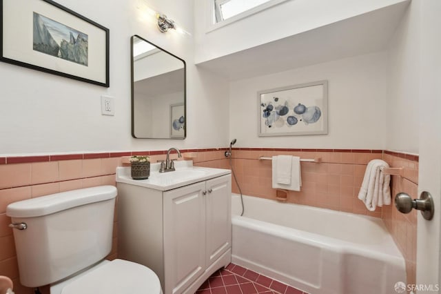 232 Talbert St, San Francisco, CA 94134 - full bath featuring tile walls, tile patterned flooring, toilet, a bath, and a wainscoted wall