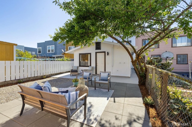 232 Talbert St, San Francisco, CA 94134 - view of patio featuring an outdoor living space and a fenced backyard