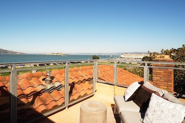 balcony with a water view