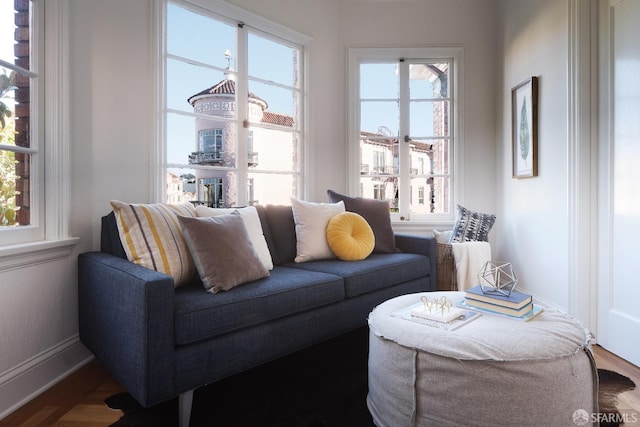 living room with hardwood / wood-style flooring