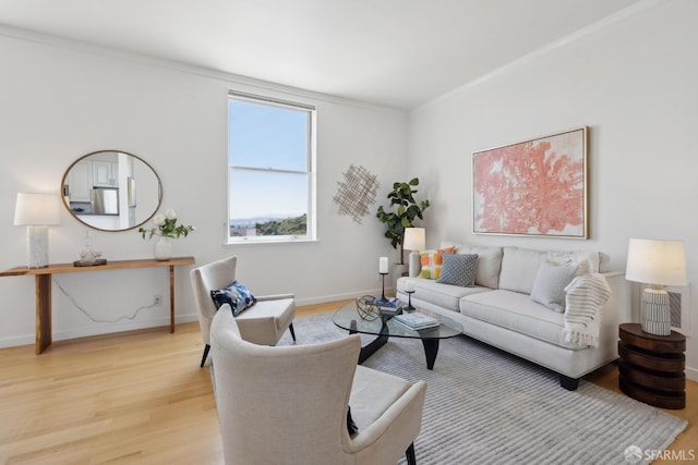 355 Buena Vista E Avenue 605W, San Francisco, CA 94117 - living area with baseboards, ornamental molding, and light wood finished floors