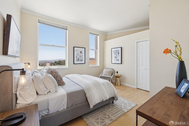 355 Buena Vista E Avenue 605W, San Francisco, CA 94117 - bedroom with light wood-style floors, ornamental molding, and baseboards