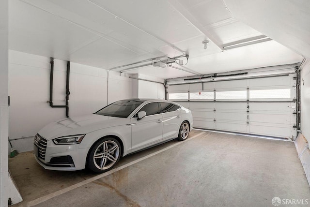 garage with a garage door opener