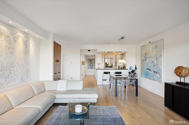 living room featuring light hardwood / wood-style floors