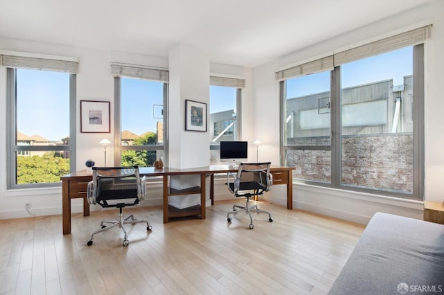 office with light hardwood / wood-style floors