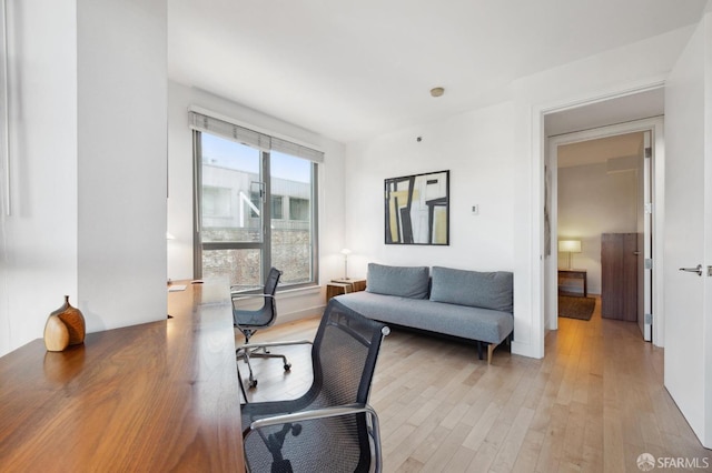 home office featuring light wood-type flooring