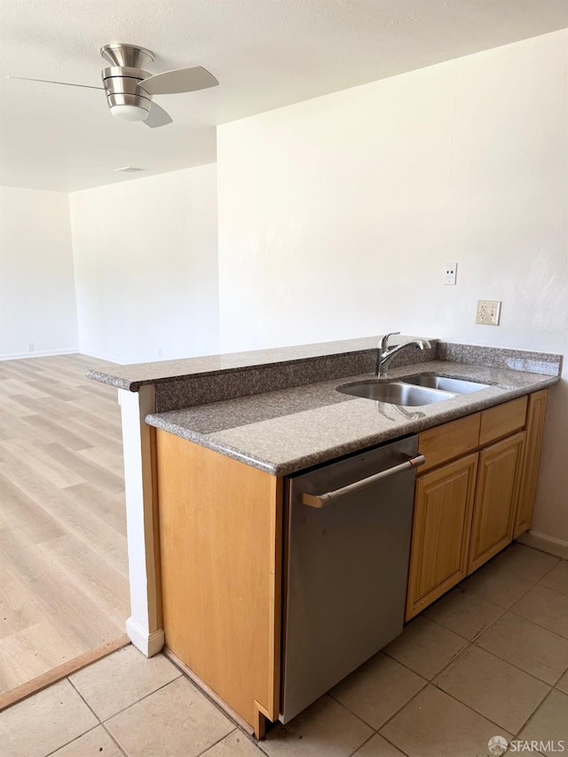 1200 Lemontree Way Unit 1, Antioch, CA 94509 - kitchen with stainless steel dishwasher, light tile patterned floors, and a ceiling fan