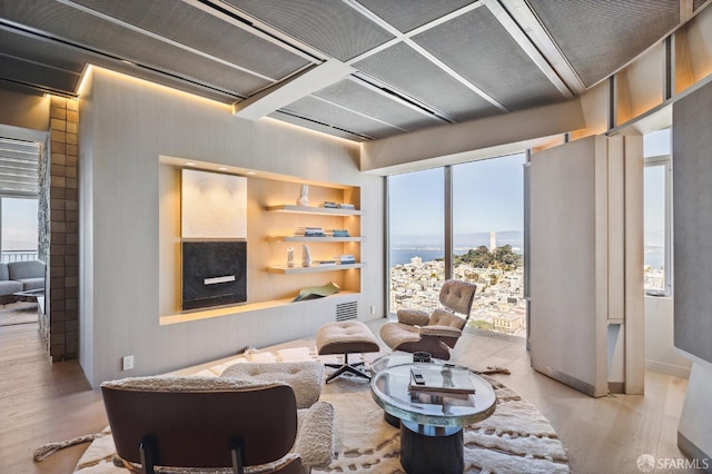 living room with light wood-type flooring