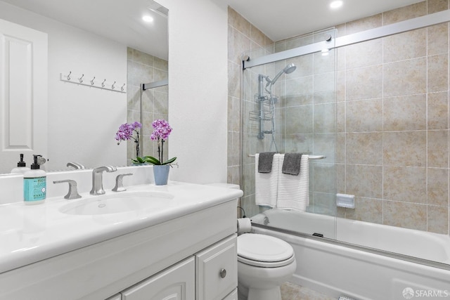 1541 Moraga Way, Moraga, CA 94556 - full bathroom with shower / bath combination with glass door, vanity, toilet, and recessed lighting