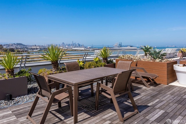 451 Donahue St Unit 207, San Francisco, CA 94124 - deck featuring outdoor dining space and a water view