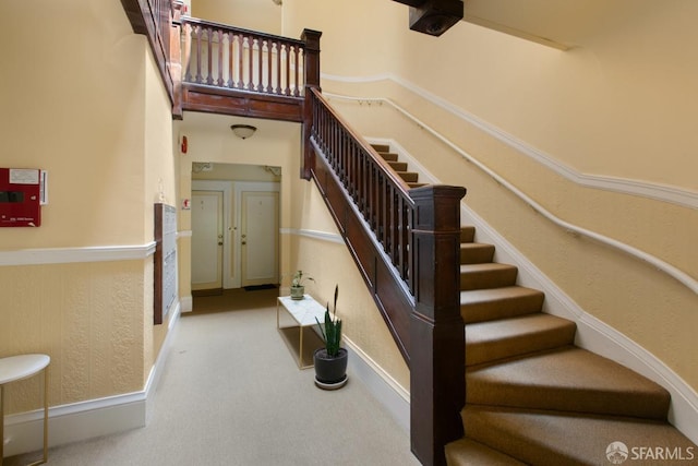 staircase with carpet