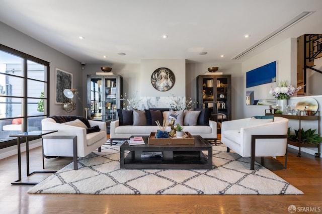 living room featuring light hardwood / wood-style flooring