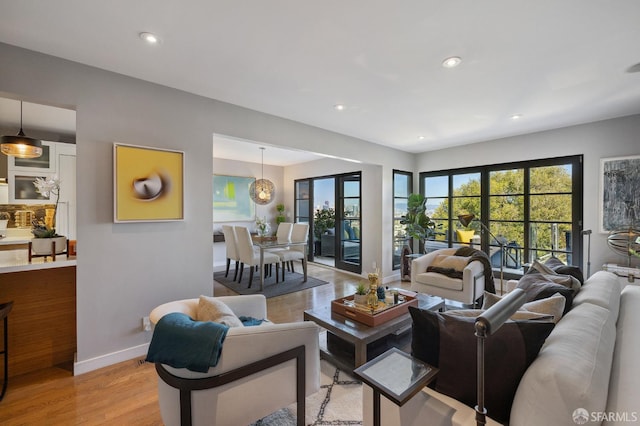 living room featuring light hardwood / wood-style floors