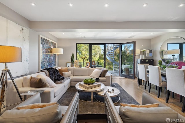 living room featuring hardwood / wood-style floors