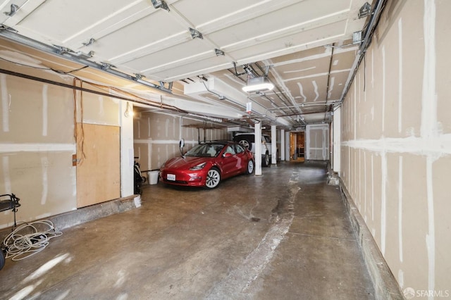 garage with a garage door opener