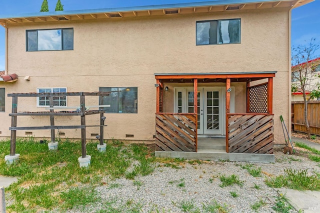 1001 Suffolk Way, Fairfield, CA 94533 - rear view of property with french doors, stucco siding, and crawl space