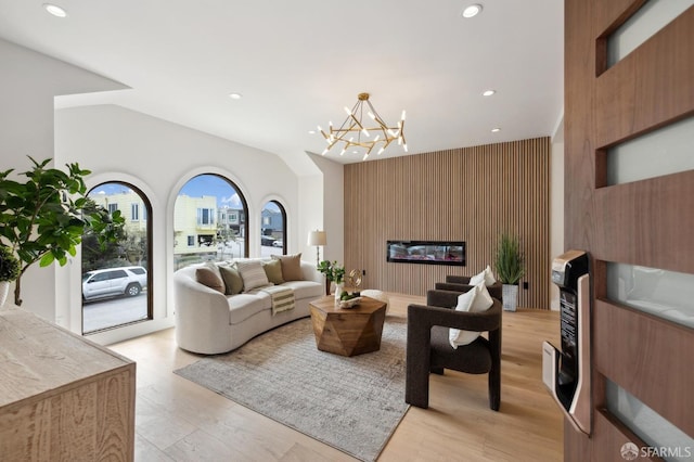 2287 45th Ave, San Francisco, CA 94116 - living room with recessed lighting, light wood-type flooring, and a chandelier