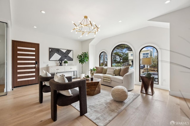 2287 45th Ave, San Francisco, CA 94116 - living area with light wood-style flooring, recessed lighting, and a chandelier