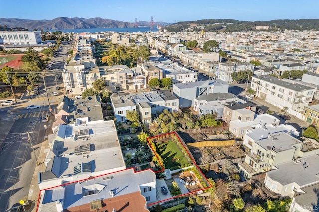 bird's eye view with a mountain view