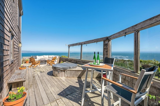 272 Ocean Pkwy, Bolinas, CA 94924 - deck featuring a water view and an outdoor living space