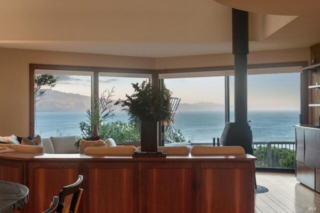 272 Ocean Pkwy, Bolinas, CA 94924 - living room featuring light wood finished floors and a water and mountain view
