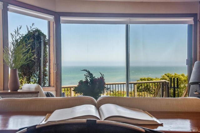 272 Ocean Pkwy, Bolinas, CA 94924 - sunroom featuring a water view and healthy amount of natural light