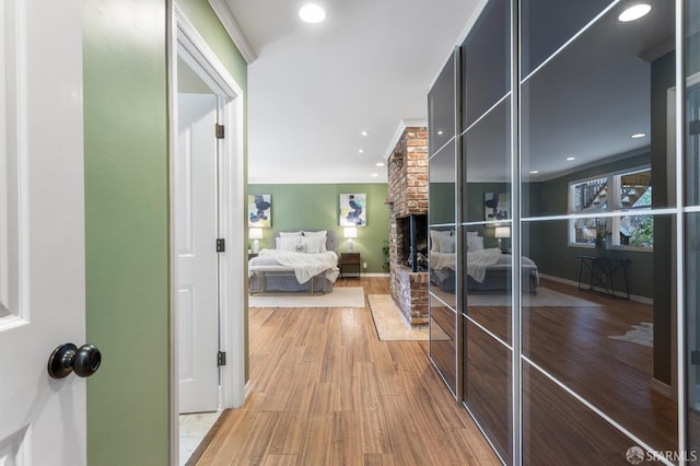 hall featuring light hardwood / wood-style flooring