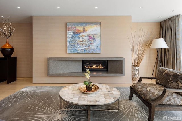 living area featuring hardwood / wood-style flooring