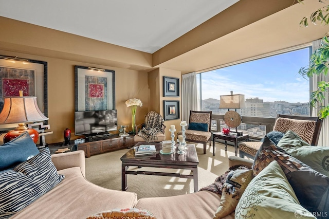 view of carpeted living area