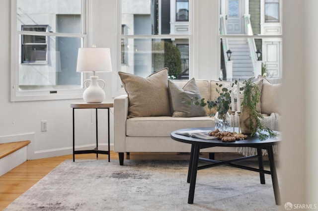 interior space featuring plenty of natural light and wood finished floors