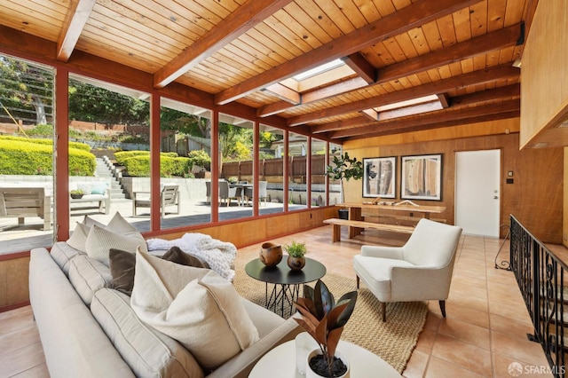 1944 15th Ave, San Francisco, CA 94116 - sunroom with beamed ceiling, healthy amount of natural light, and a skylight