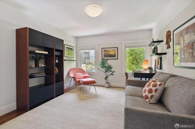 living room with wood finished floors and baseboards