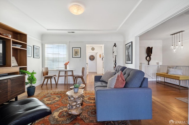 living area with wood finished floors