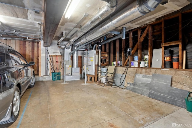 basement with water heater