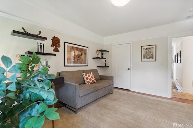 living room featuring baseboards