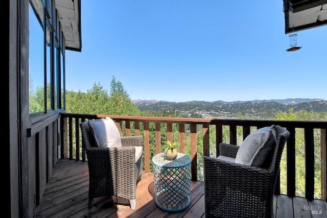 deck featuring a mountain view