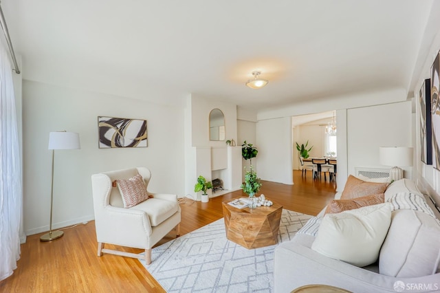 living room with hardwood / wood-style floors